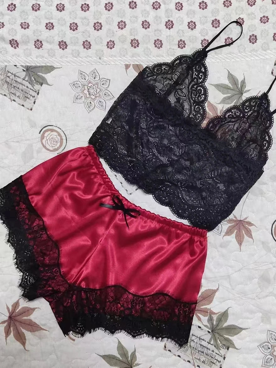 Lace Suspender Pajama Set