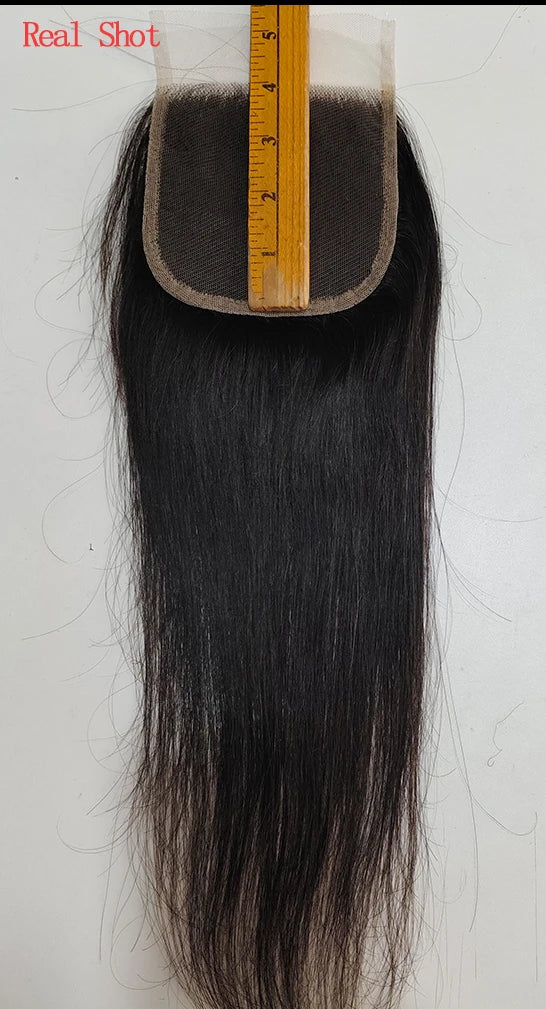 4x4/5x5 HD Lace Closure – Straight Human Hair, Ear-to-Ear, Pre-Plucked, 10"–26"