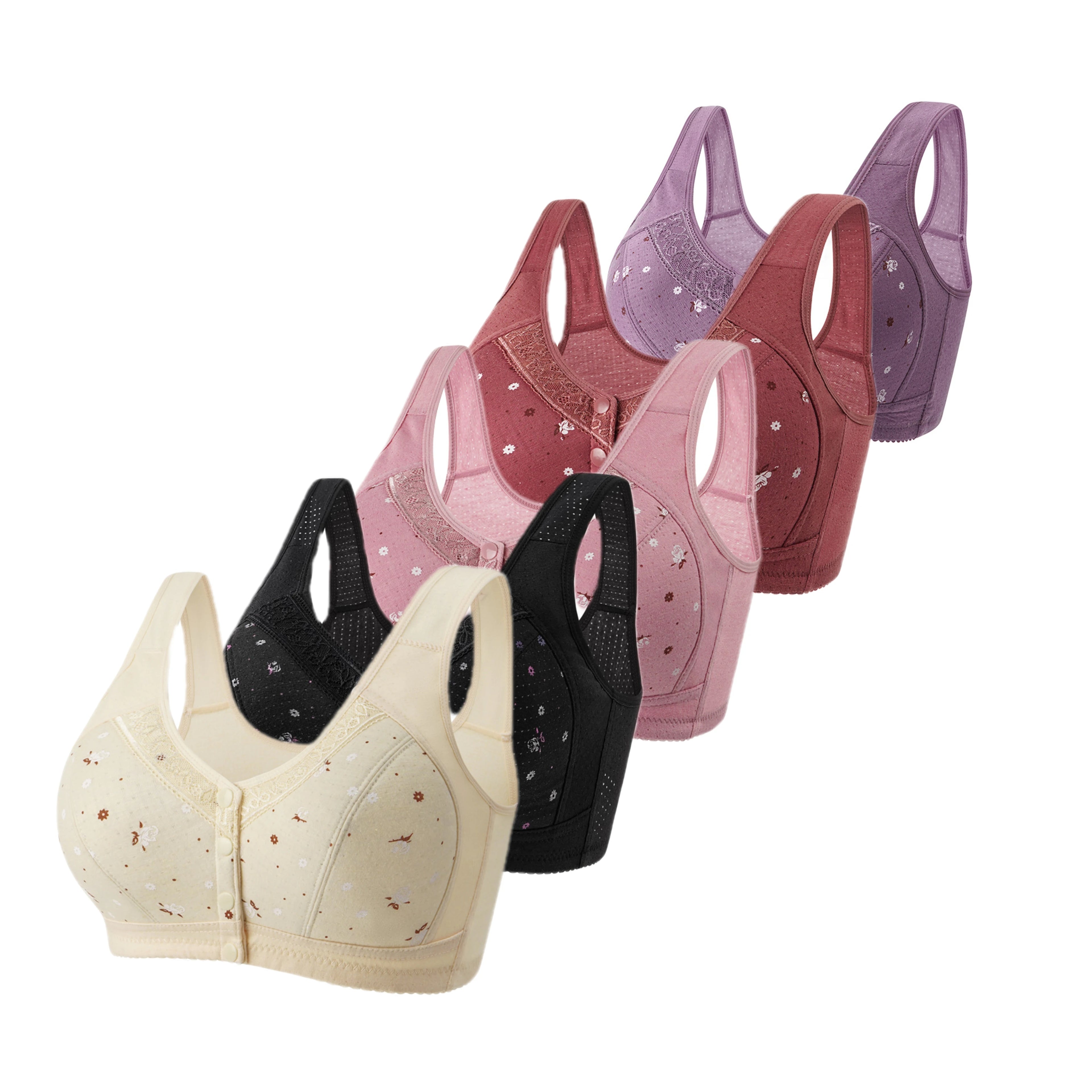 5-Piece Front-Closure Plus Size Bra Set