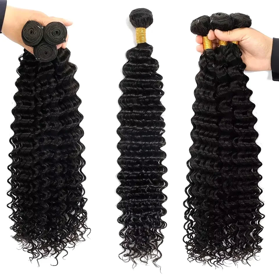 Burmese Raw Curly Deep Wave Human Hair Bundles – Virgin Remy Extensions, up to 30"