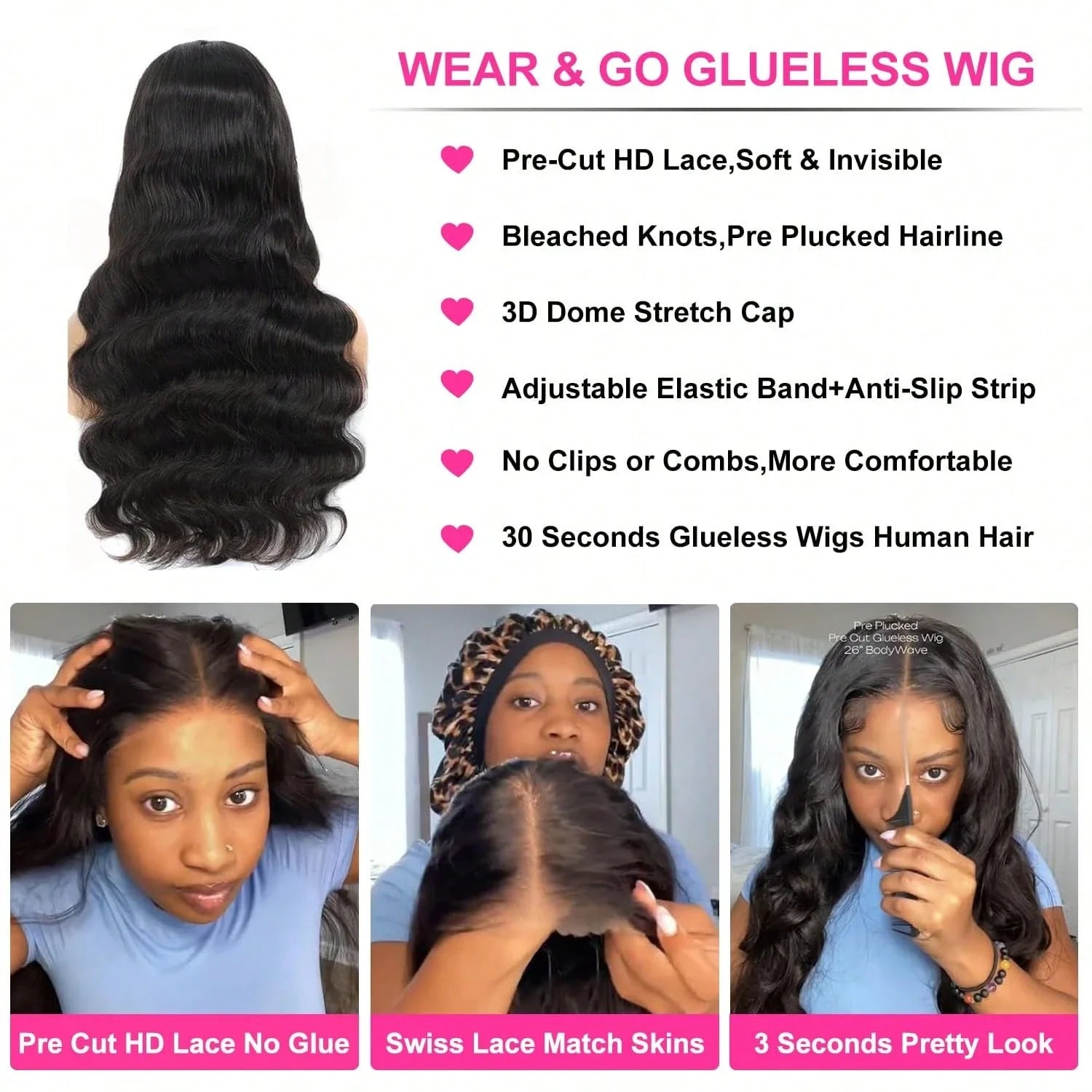34-Inch Body Wave HD Lace Front Wig