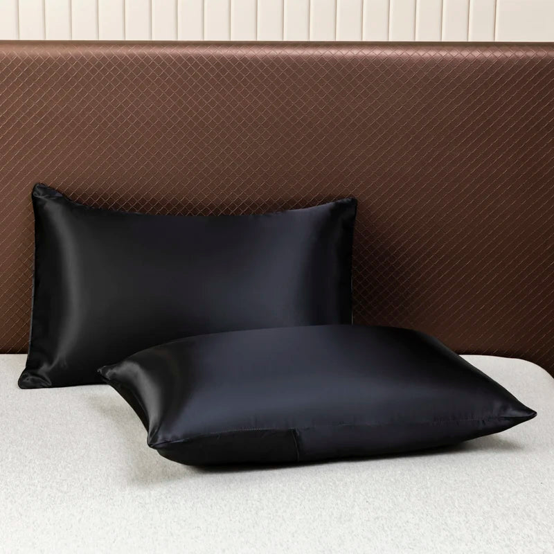 Black Satin Fitted Sheet Set