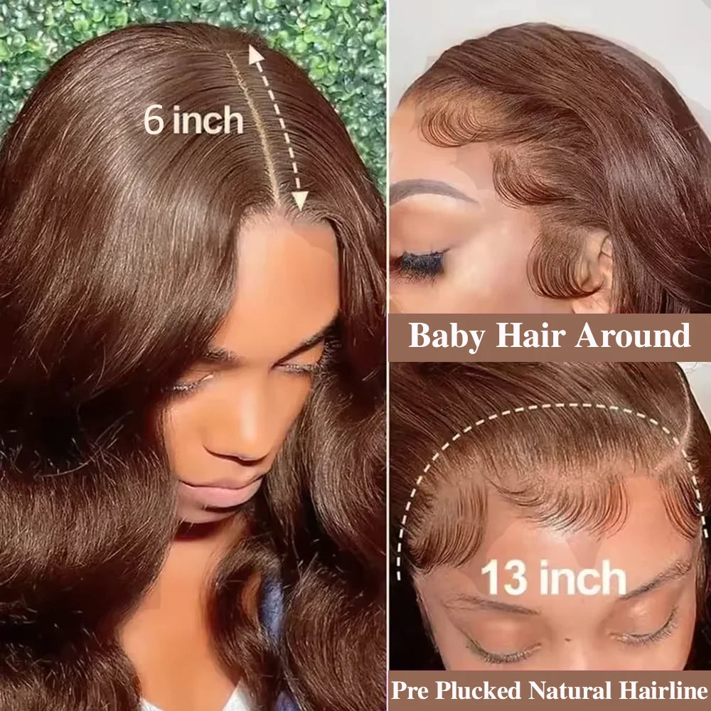Chocolate Brown Body Wave HD Lace Wig - alternate view
