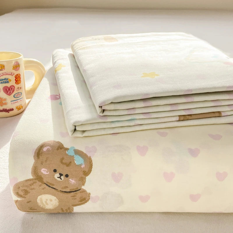 Cartoon Print Cotton Flat Sheet | 100% Cotton | Soft & Breathable | 16 Prints | All Sizes