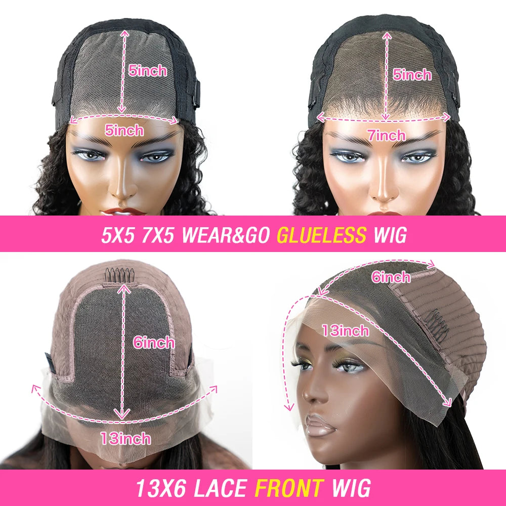 13x6/5x5/7x5 HD Lace Wig – Kinky Curly Afro Human Hair, Glueless Wear & Go, 250% Density
