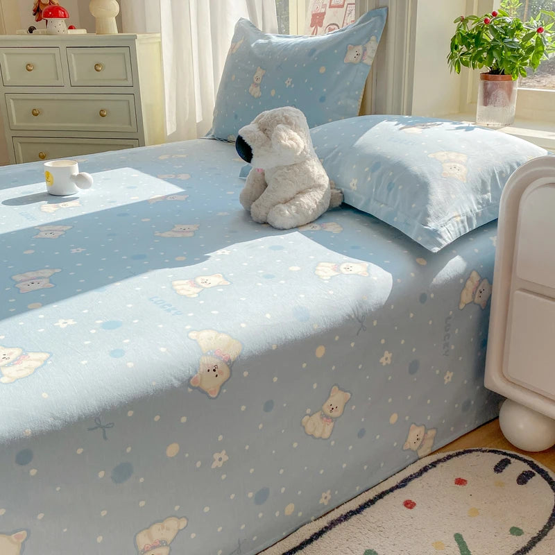 Cartoon Print Cotton Flat Sheet
