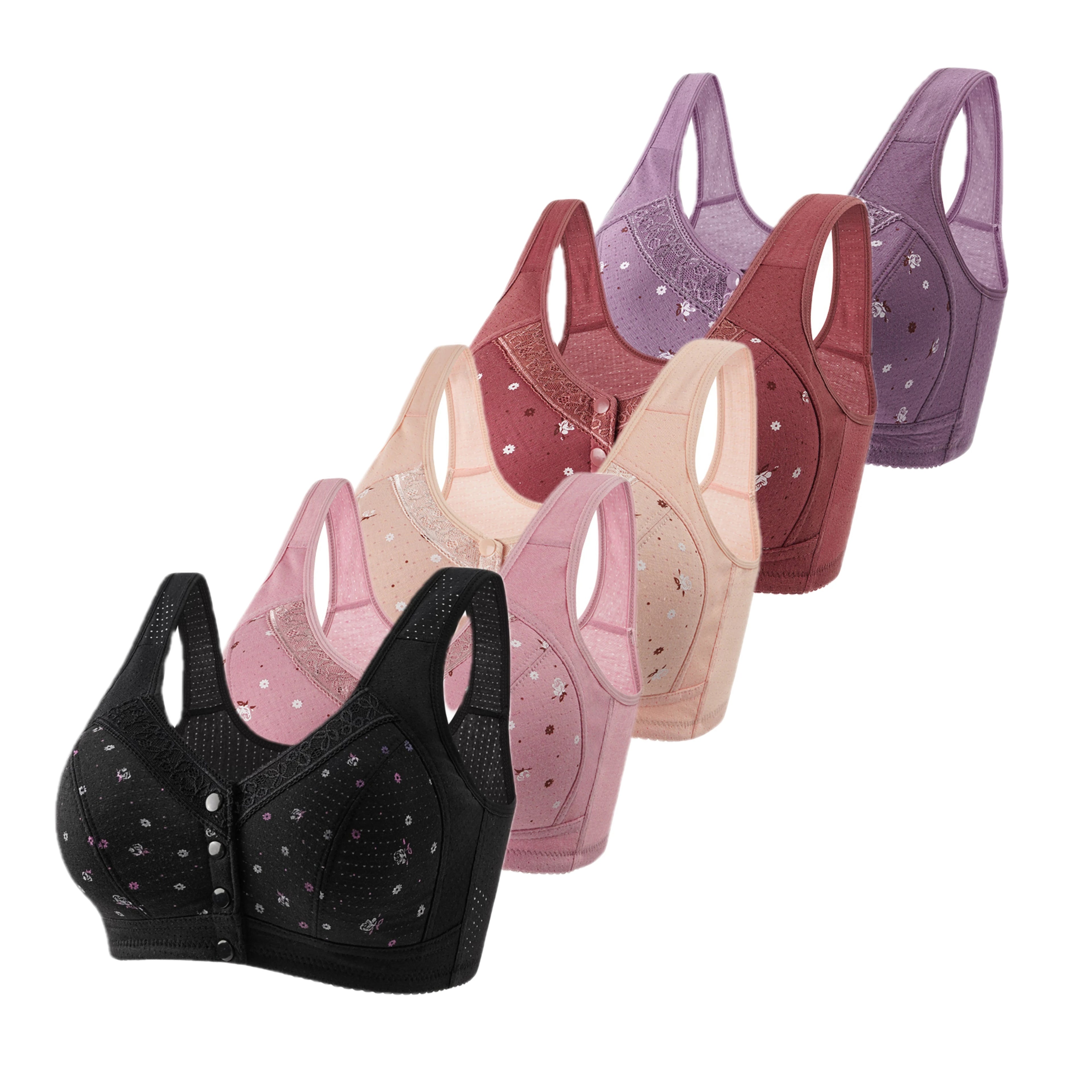 5-Piece Front-Closure Plus Size Bra Set