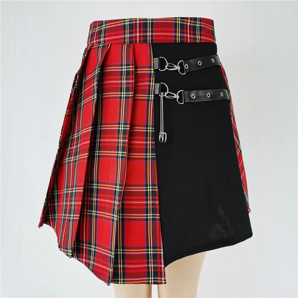 Plaid Pleated High-Waist Mini Skirt