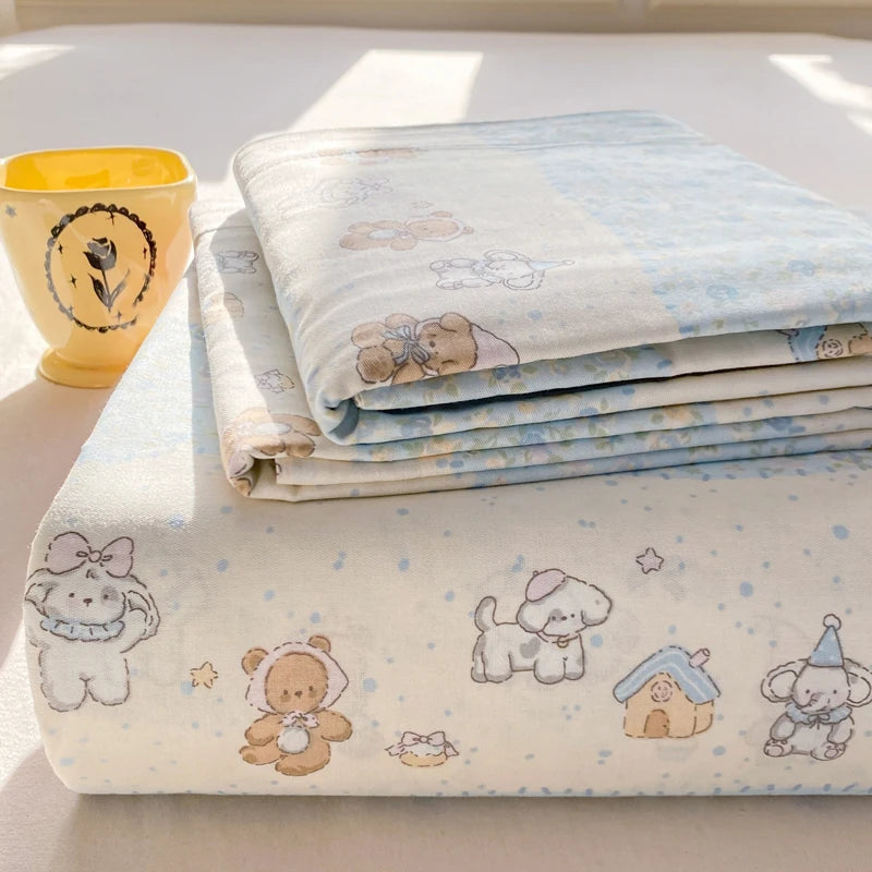Cartoon Print Cotton Flat Sheet | 100% Cotton | Soft & Breathable | 16 Prints | All Sizes