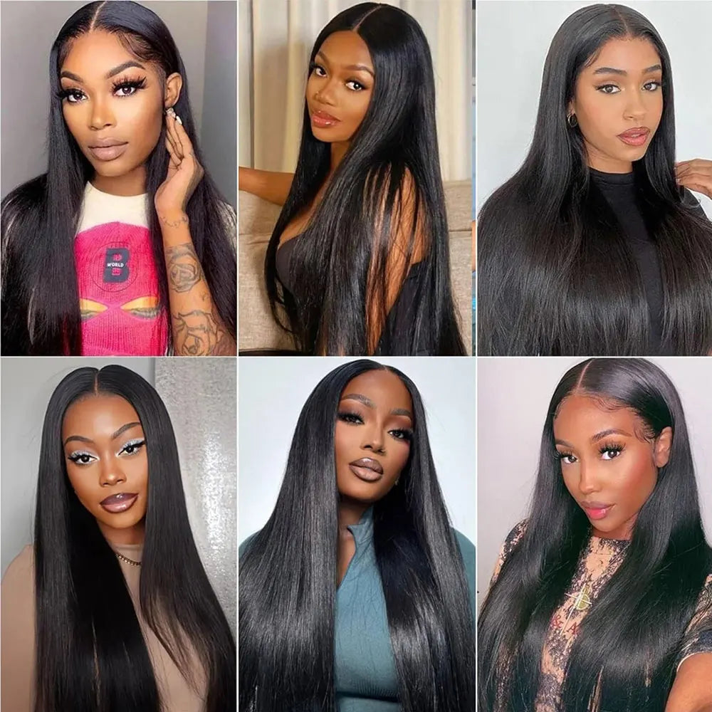 12A Brazilian Straight Human Hair Bundles – Unprocessed Virgin Remy, Natural Black, 12"–42"