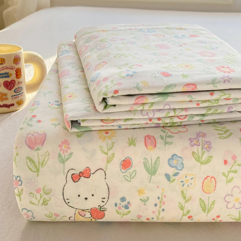 Cartoon Print Cotton Flat Sheet | 100% Cotton | Soft & Breathable | 16 Prints | All Sizes