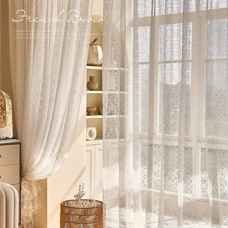 French Lace Embroidered Sheer Curtains (2-Pack)