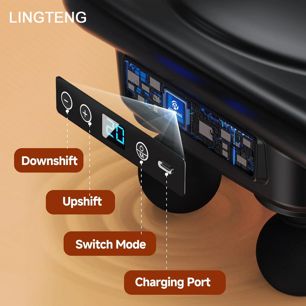 Deep Tissue Massage Gun – 6 Heads, 9 Speed Levels, 4 Modes, USB-C Rechargeable