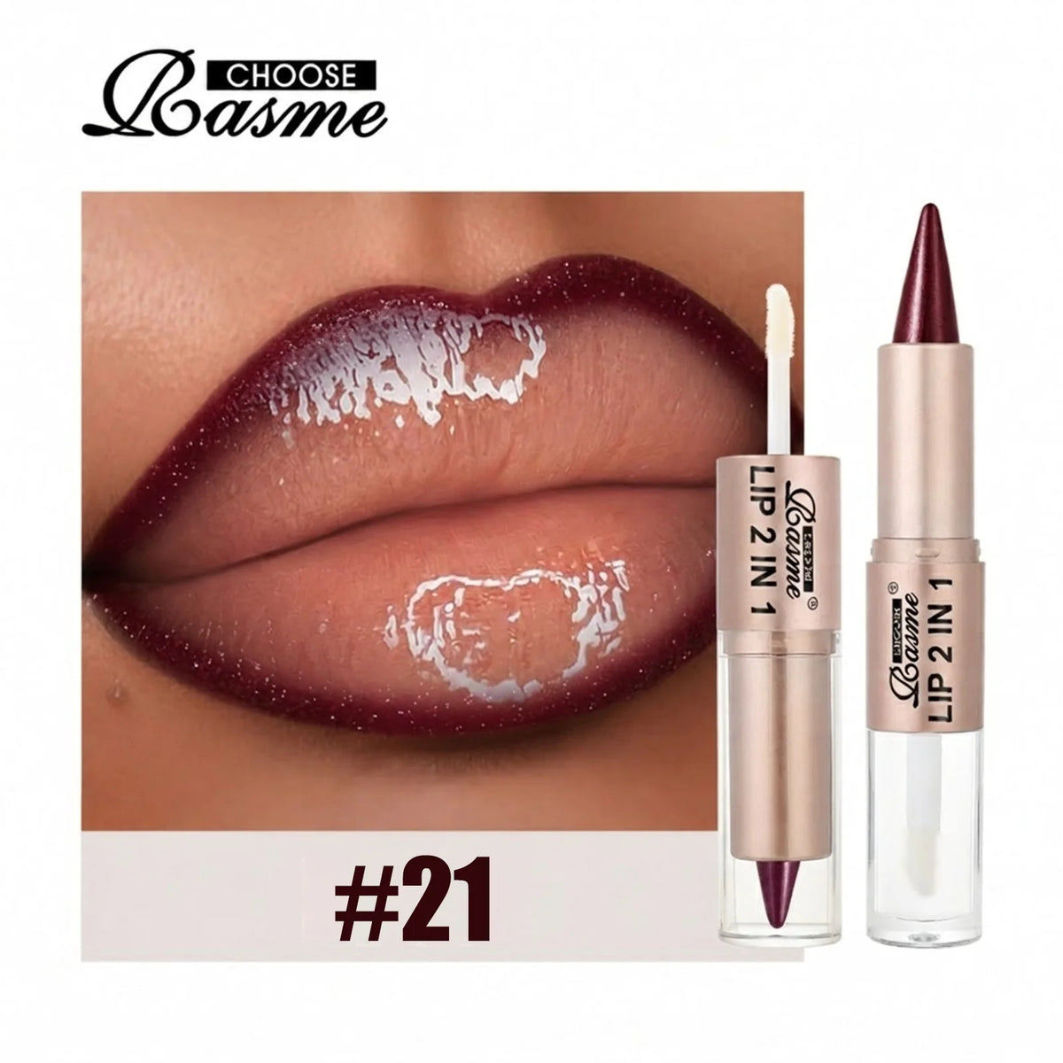 2-in-1 Tapered Gradient Lipliner Pen — Matte Lip Liner & Mirror Glass Lip Gloss Waterproof Lip Contour