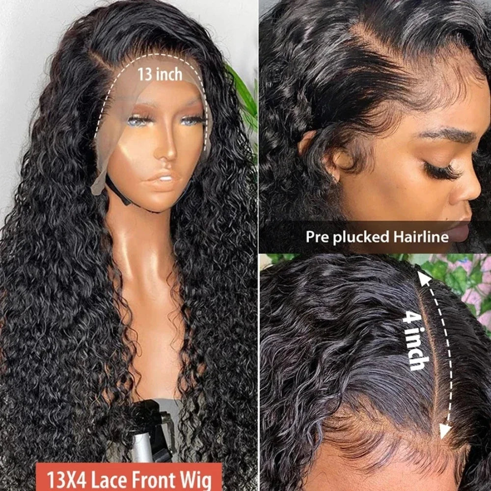 HD Lace Frontal Wig, Burmese Curly Human Hair - detail view