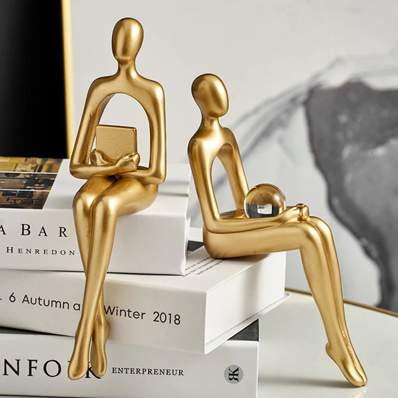 Abstract Golden Resin Figure Ornament