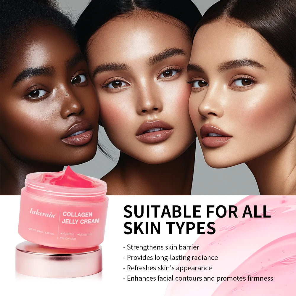 Hydrating Collagen Jelly Facial Cream Niacinamide Hydrolyzed Collagen Soothing Firmness Long Lasting Moisturizer Daily Skincare