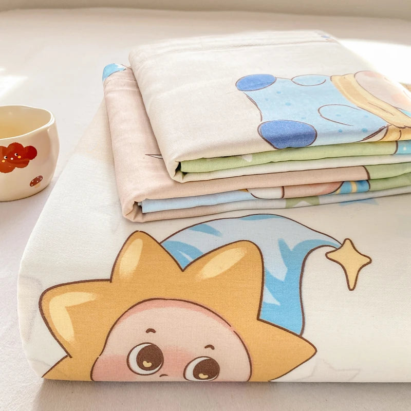 Cartoon Print Cotton Flat Sheet | 100% Cotton | Soft & Breathable | 16 Prints | All Sizes
