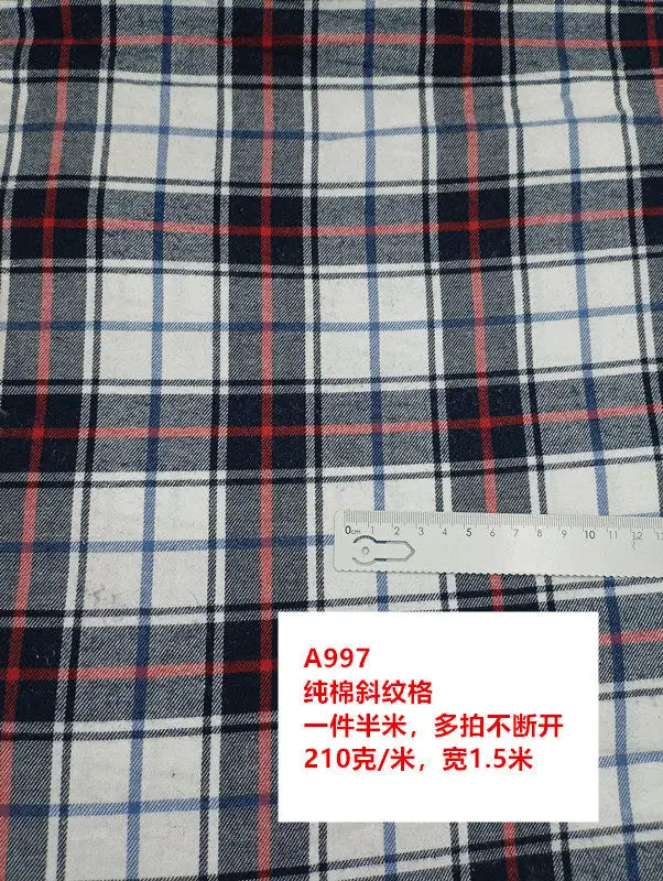 Cotton Twill Plaid Fabric by the Meter