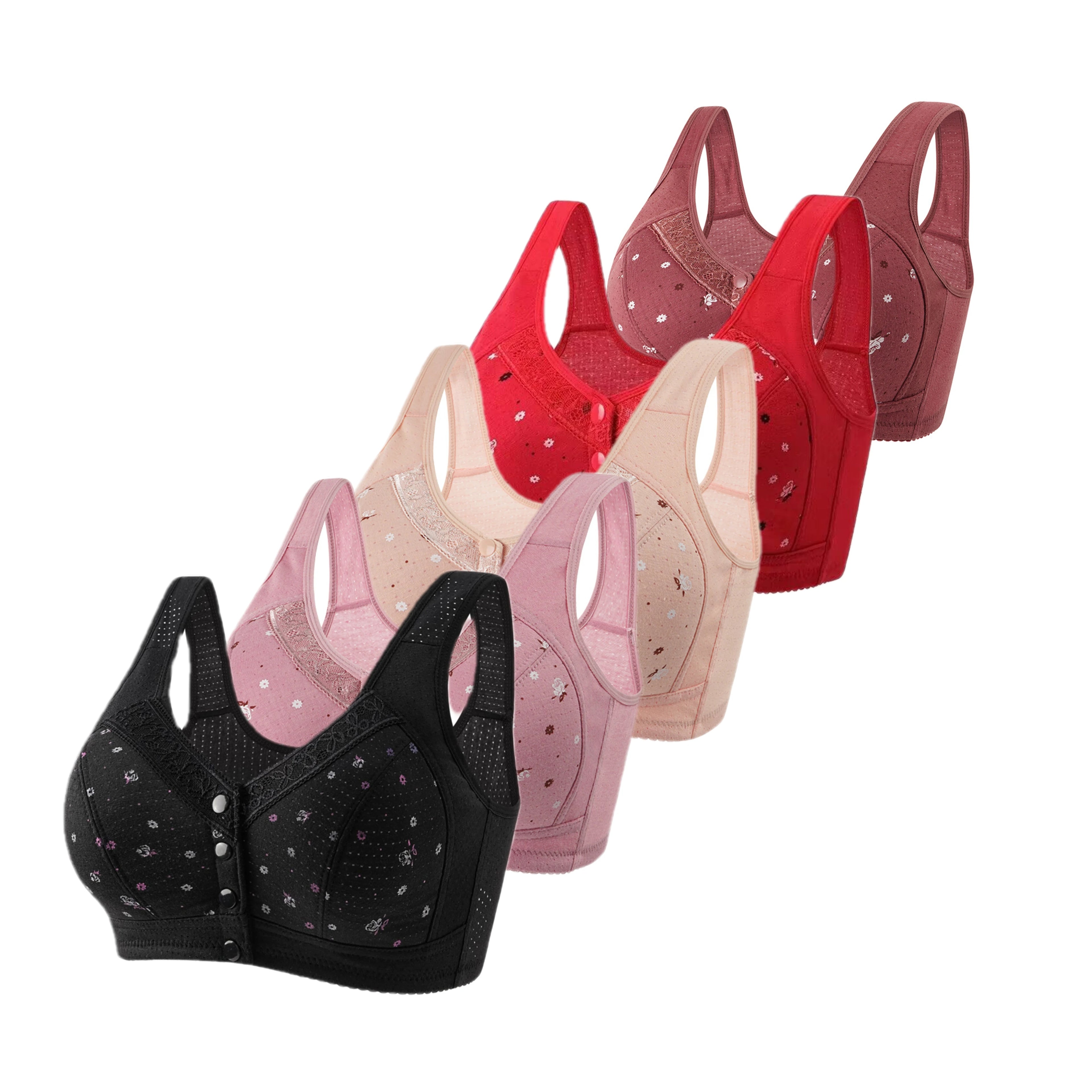 5-Piece Front-Closure Plus Size Bra Set