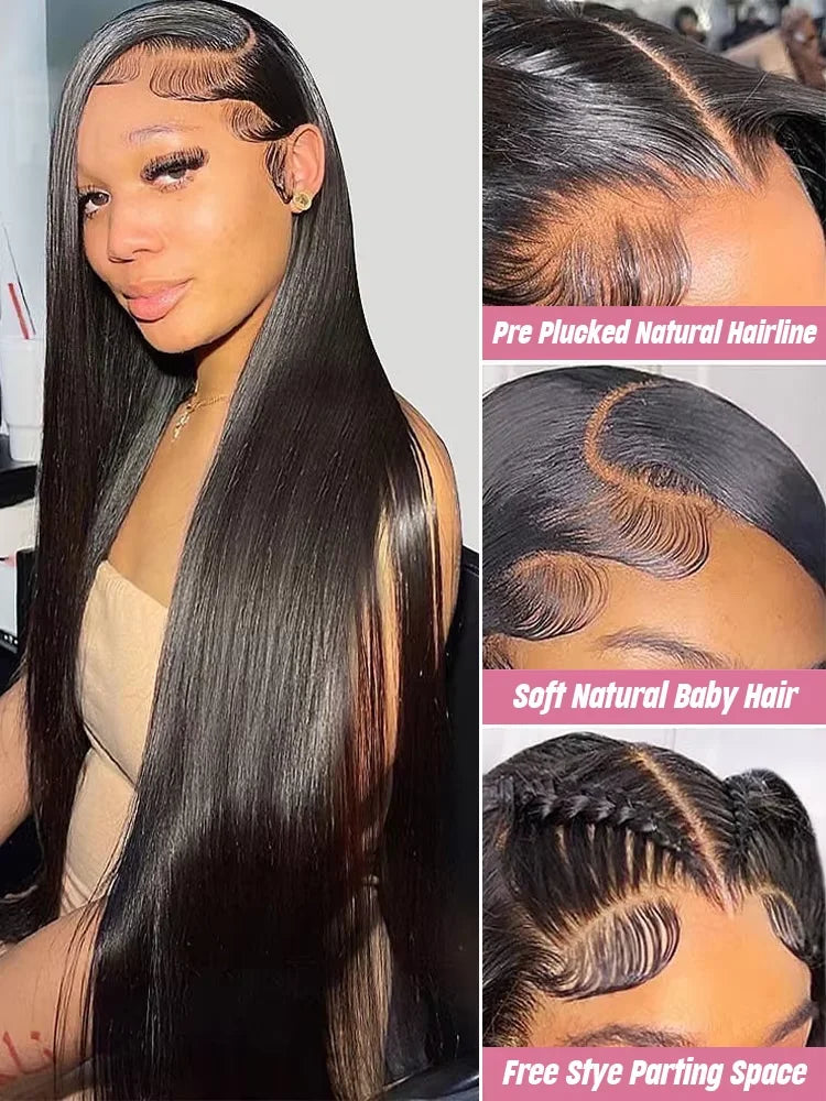 28 30 inch 250% Density 13x6 Hd Lace Front Human Hair Wigs Pre plucked Peruvian Bone Straight Lace Frontal Wigs For Black Women