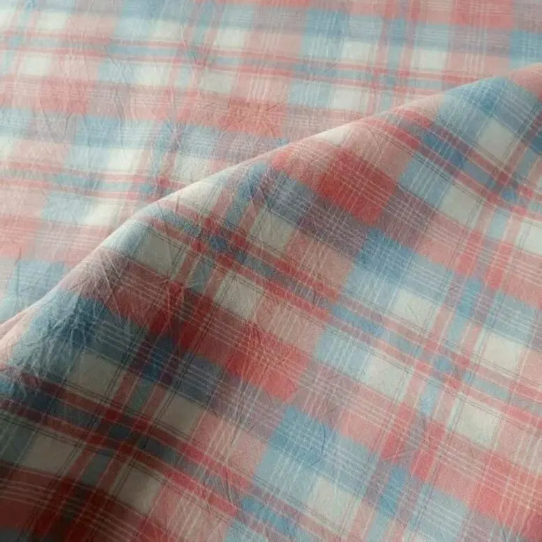 Washed Cotton Plaid Fabric by the Meter