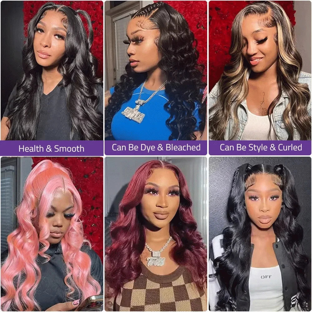 HD Transparent Lace Front Wig, Body Wave - detail view