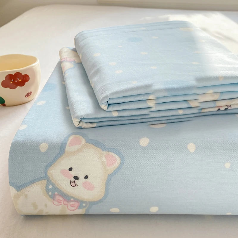 Cartoon Print Cotton Flat Sheet | 100% Cotton | Soft & Breathable | 16 Prints | All Sizes