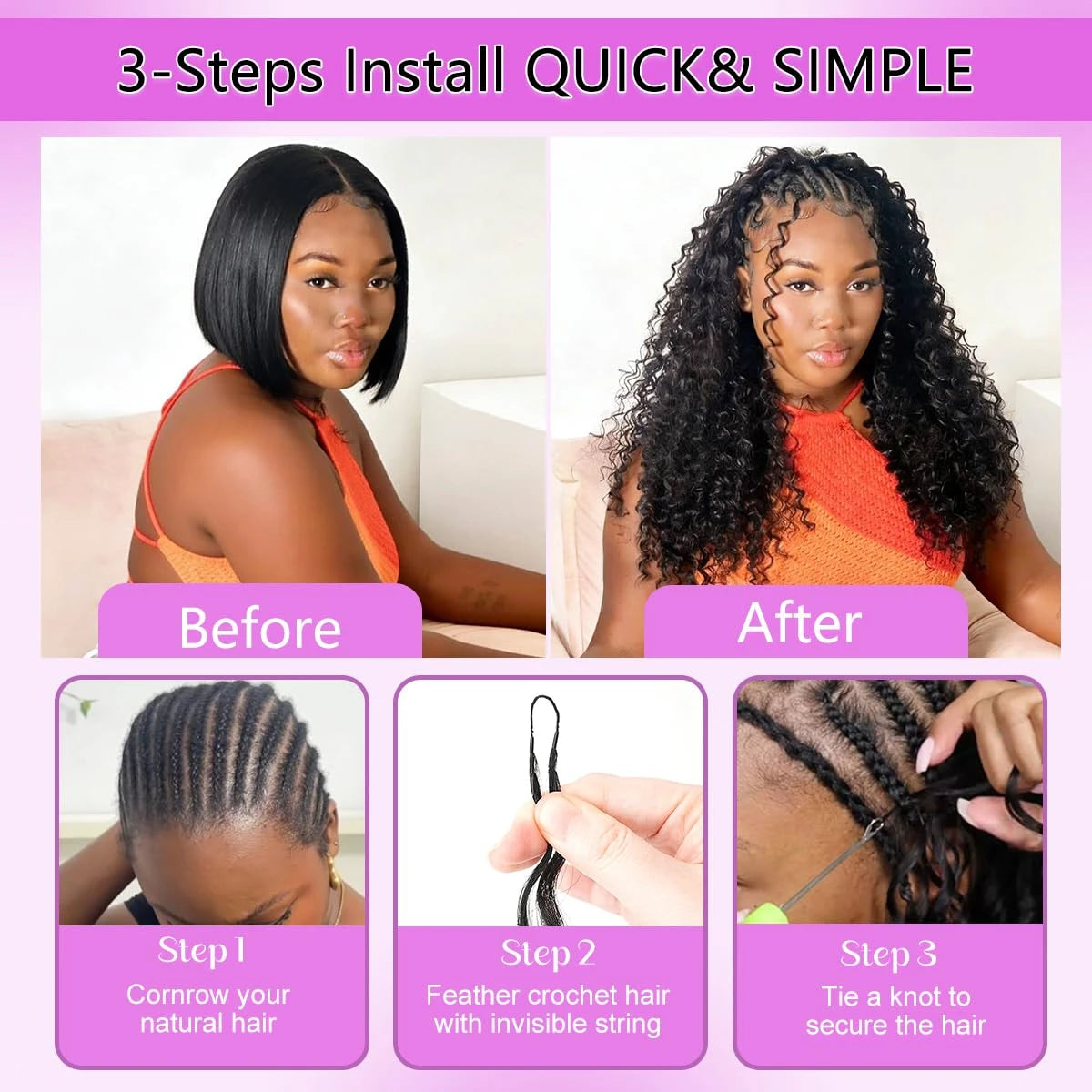 Deep Curly Crochet Braiding Hair Extensions