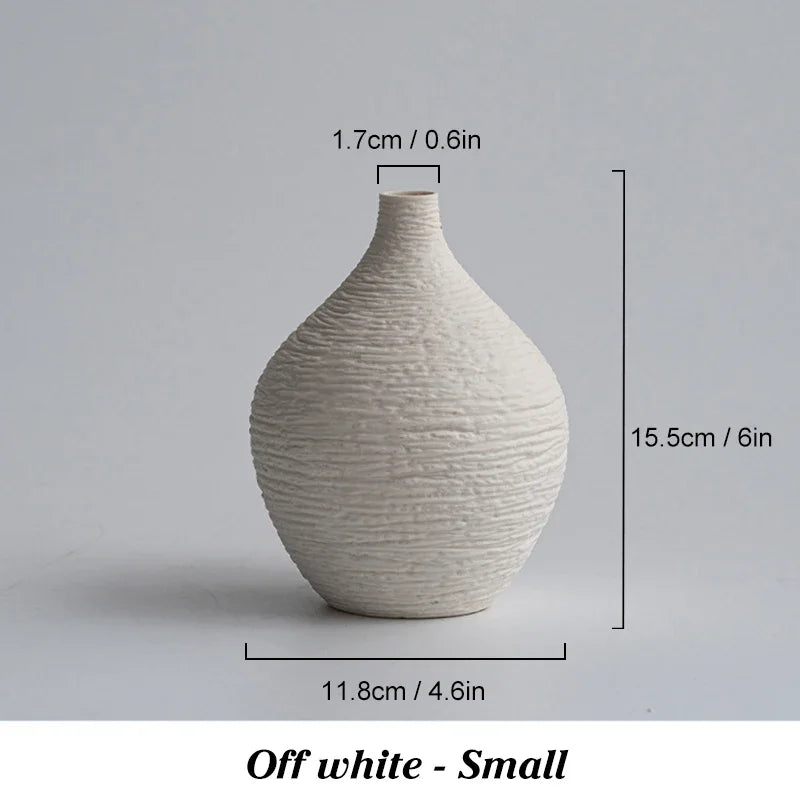White Ceramic Narrow-Mouth Vase