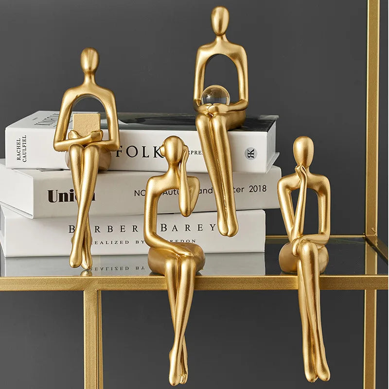 Abstract Golden Resin Figure Ornament