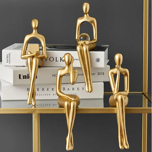 Abstract Golden Resin Figure Ornament