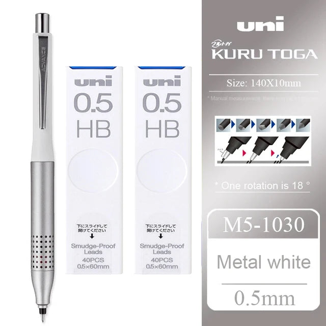 UNI ADVANCE Mechanical Pencil M5-1030 Metal Rod Low Center Gravity Kuru Toga Automatic Rotating Drawing Pencil 0.5mm Stationery