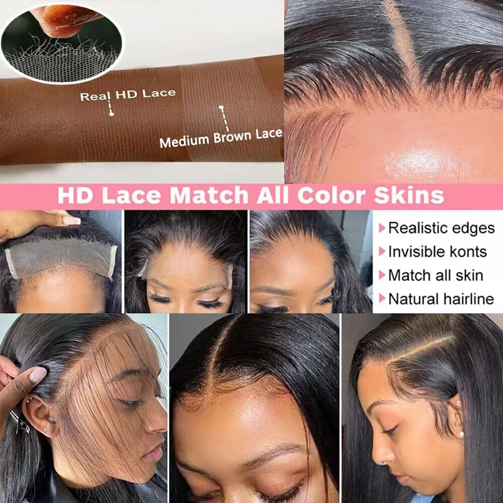 13x6/13x4 HD Lace Frontal Wig – Bone Straight Human Hair, 4x4 HD Closure Option, up to 30"