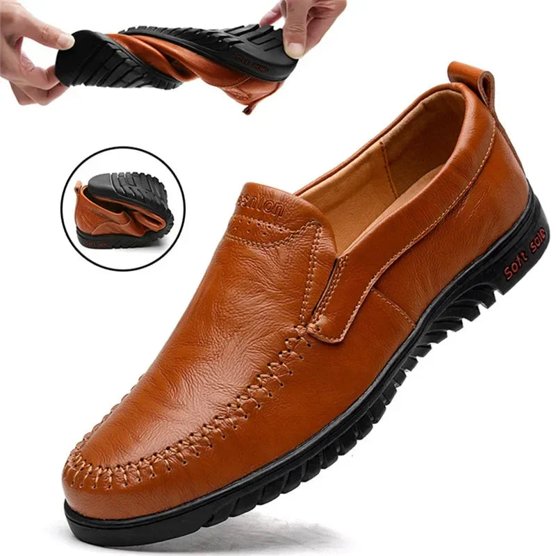Men's Genuine Leather Slip-On Loafers