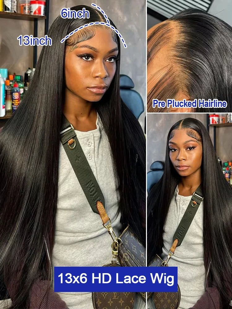 HD Lace Frontal Wig, Bone Straight Human Hair - alternate view