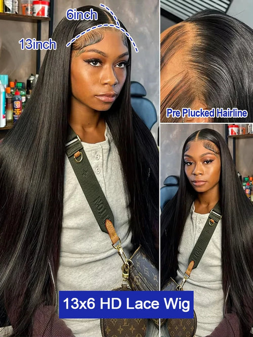 HD Lace Frontal Wig, Bone Straight Human Hair - alternate view