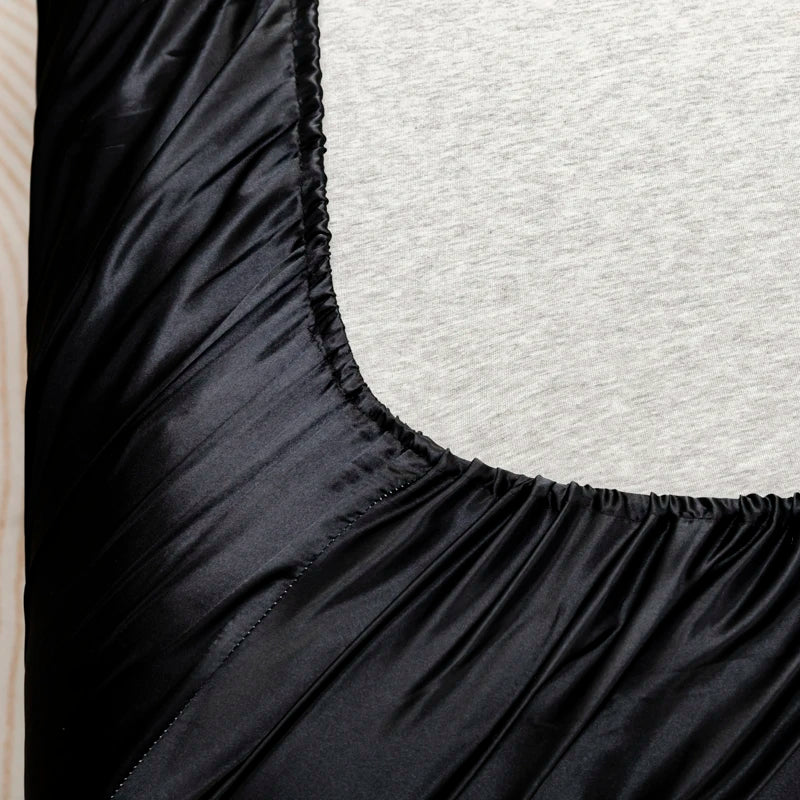 Black Satin Fitted Sheet Set