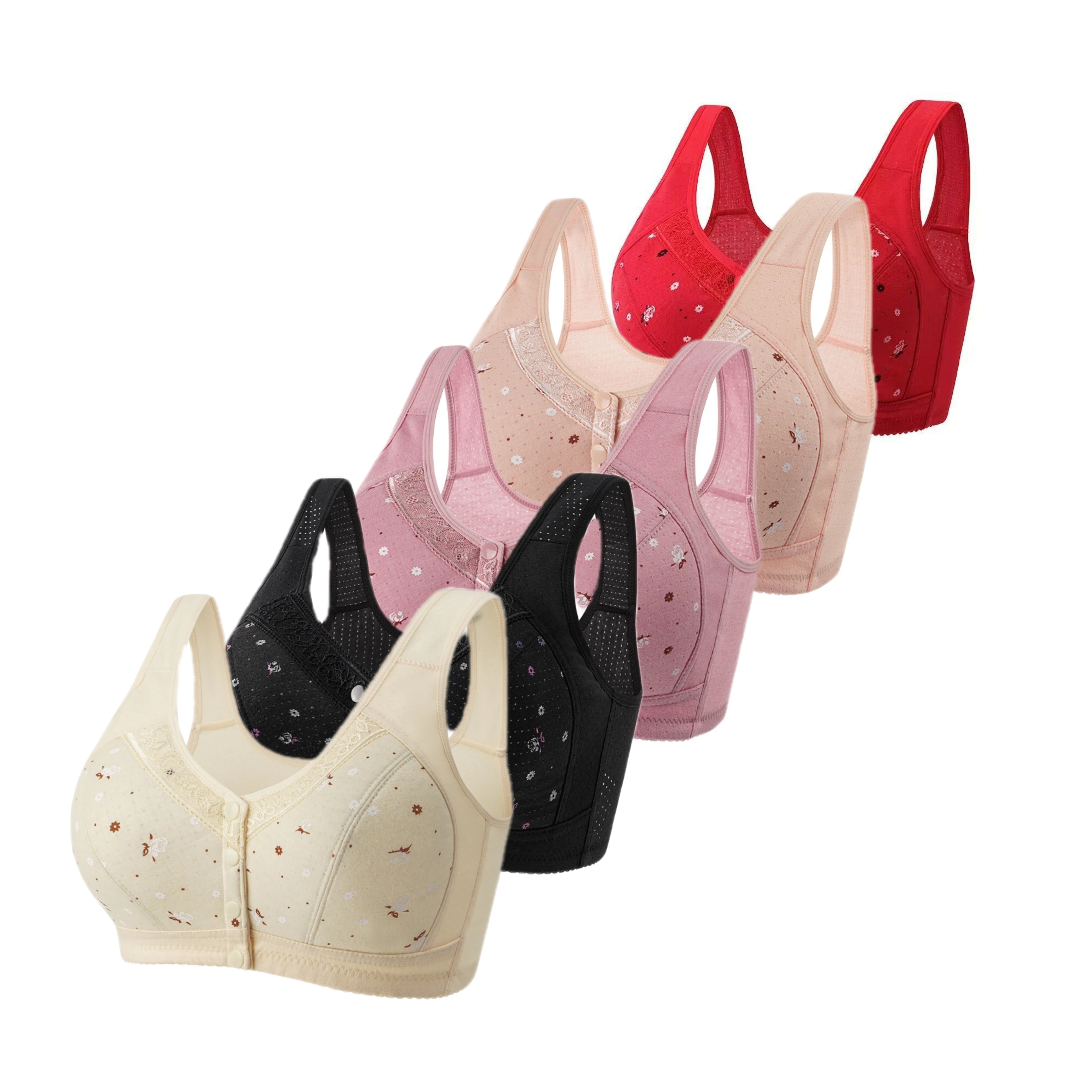 5-Piece Front-Closure Plus Size Bra Set