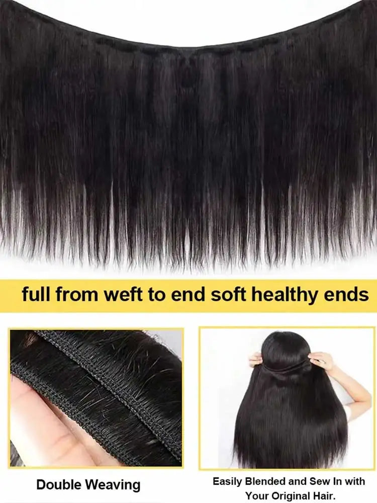 12A Brazilian Straight Human Hair Bundles - detail view