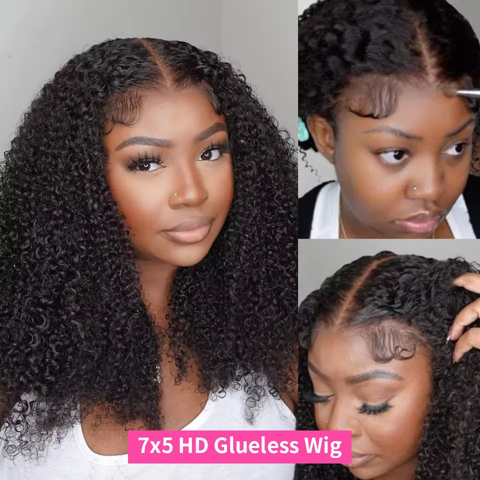 HD Lace Wig, Kinky Curly Afro Human Hair - detail view