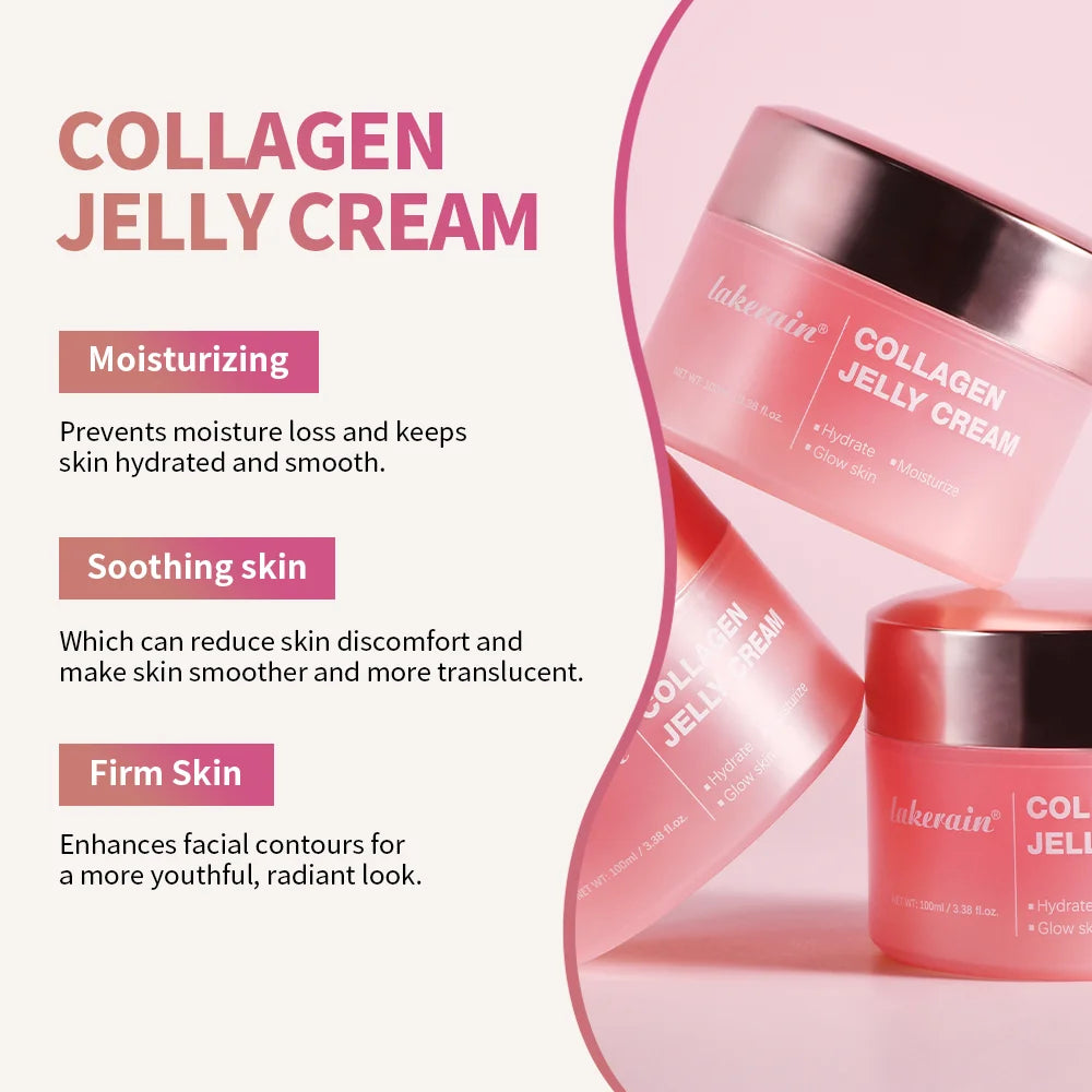 Hydrating Collagen Jelly Facial Cream Niacinamide Hydrolyzed Collagen Soothing Firmness Long Lasting Moisturizer Daily Skincare