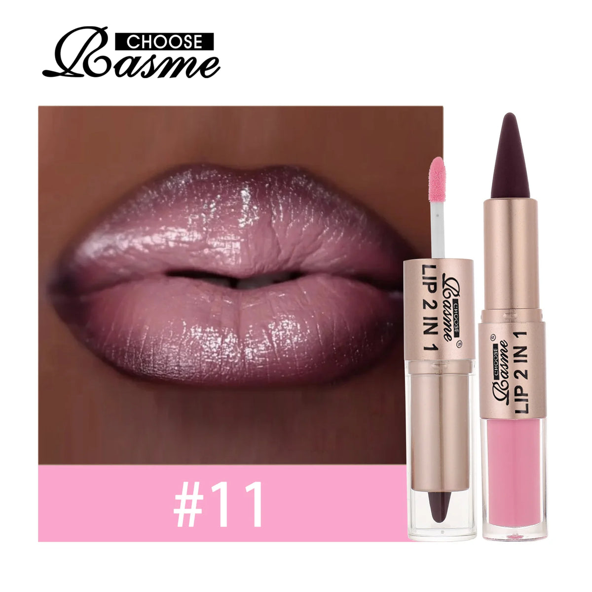 2-in-1 Tapered Gradient Lipliner Pen — Matte Lip Liner & Mirror Glass Lip Gloss Waterproof Lip Contour