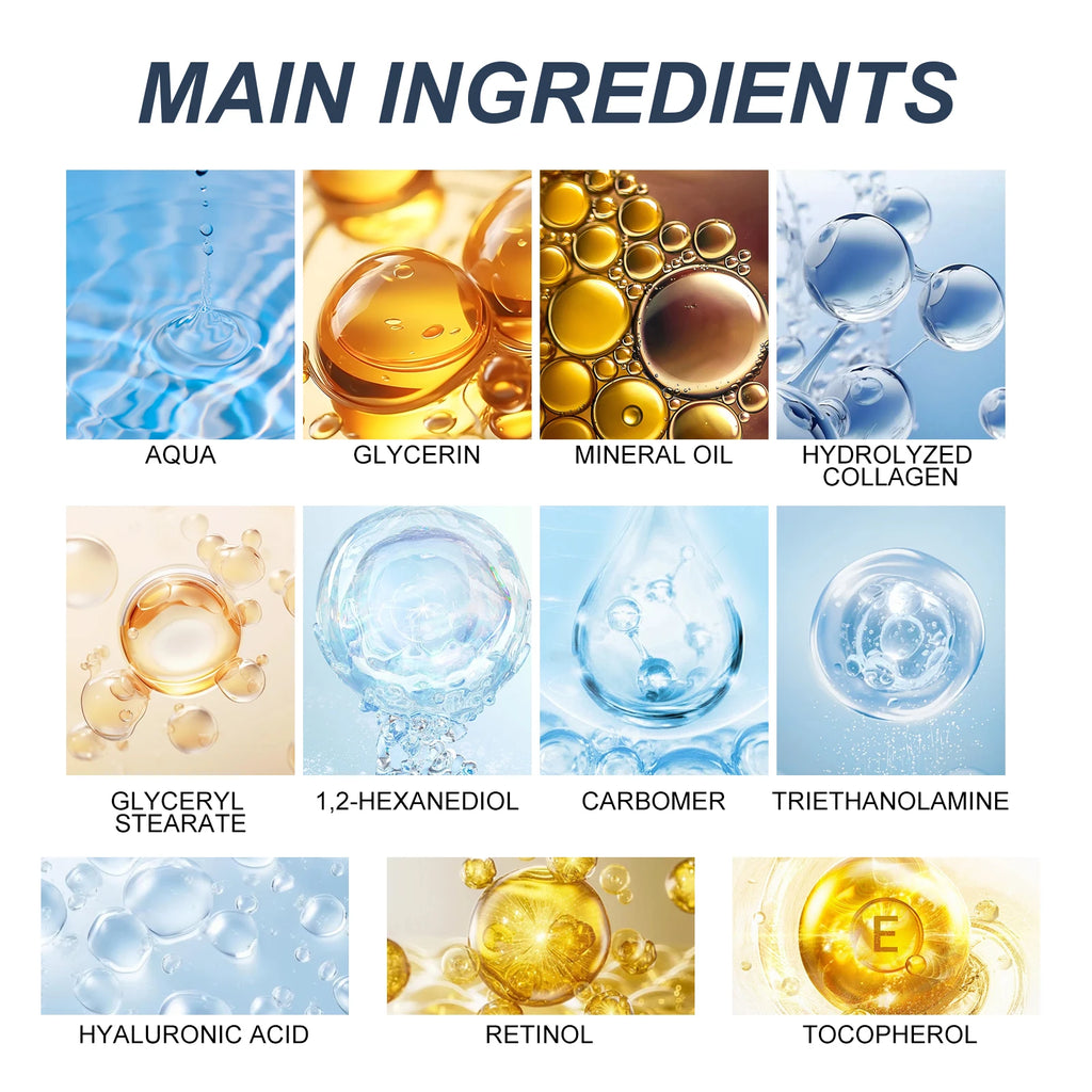 Men's Retinol Collagen Firming Moisturizing Cream Hyaluronic Acid Face Cream Anti-Wrinkle Aging Facial Skin Care Smoothing Hydrating Dry Skin Remedy Reduce Fine Lines Barrier Protection Serum