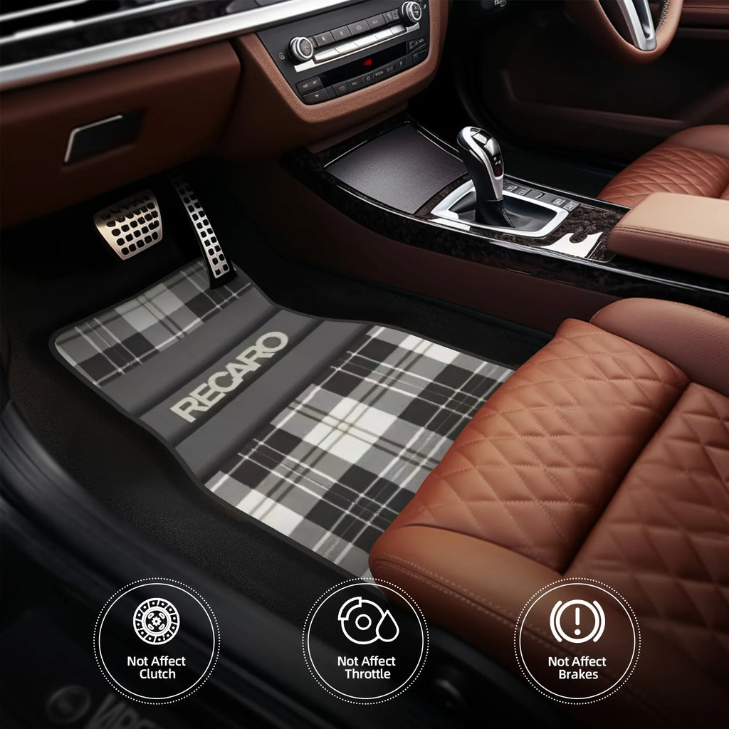 4pcs RECARO -Heavy-Duty All-Weather Floor Mats - Fit For Driver's Footwell With Pedal Cutouts - Easy-to-Clean Car Interior Prote