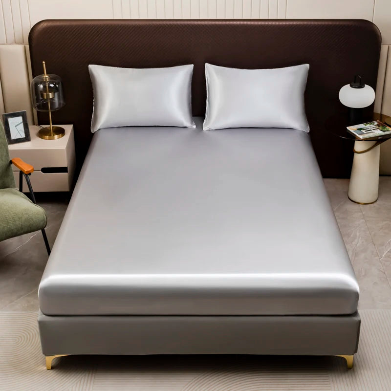 Satin Fitted Sheet Set | 3-Piece | Ice Silk Feel | 8 Colors | Twin to King