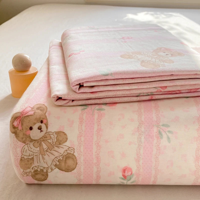Cartoon Print Cotton Flat Sheet