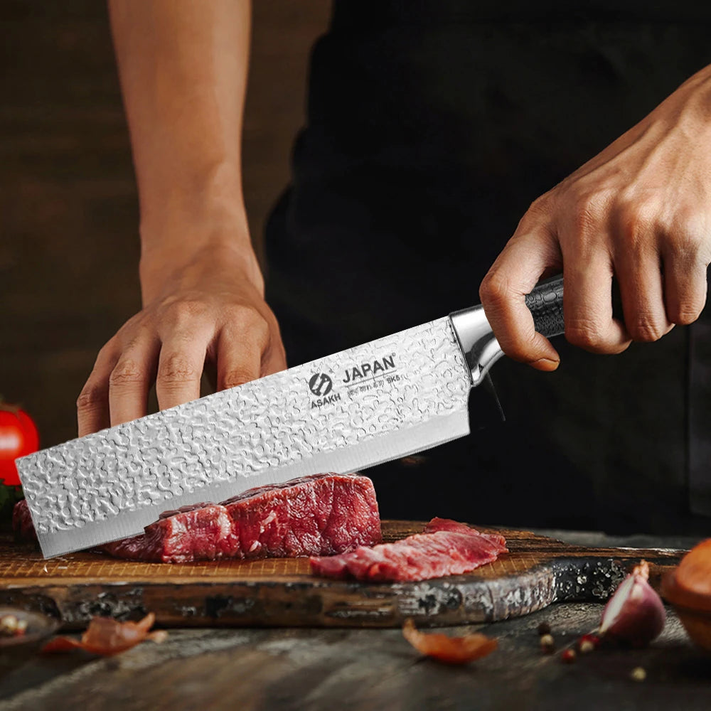 Kitchen knife forged from stainless steel, Japanese-style. Kitchen accessories suitable for chefs for cutting meat and fruits