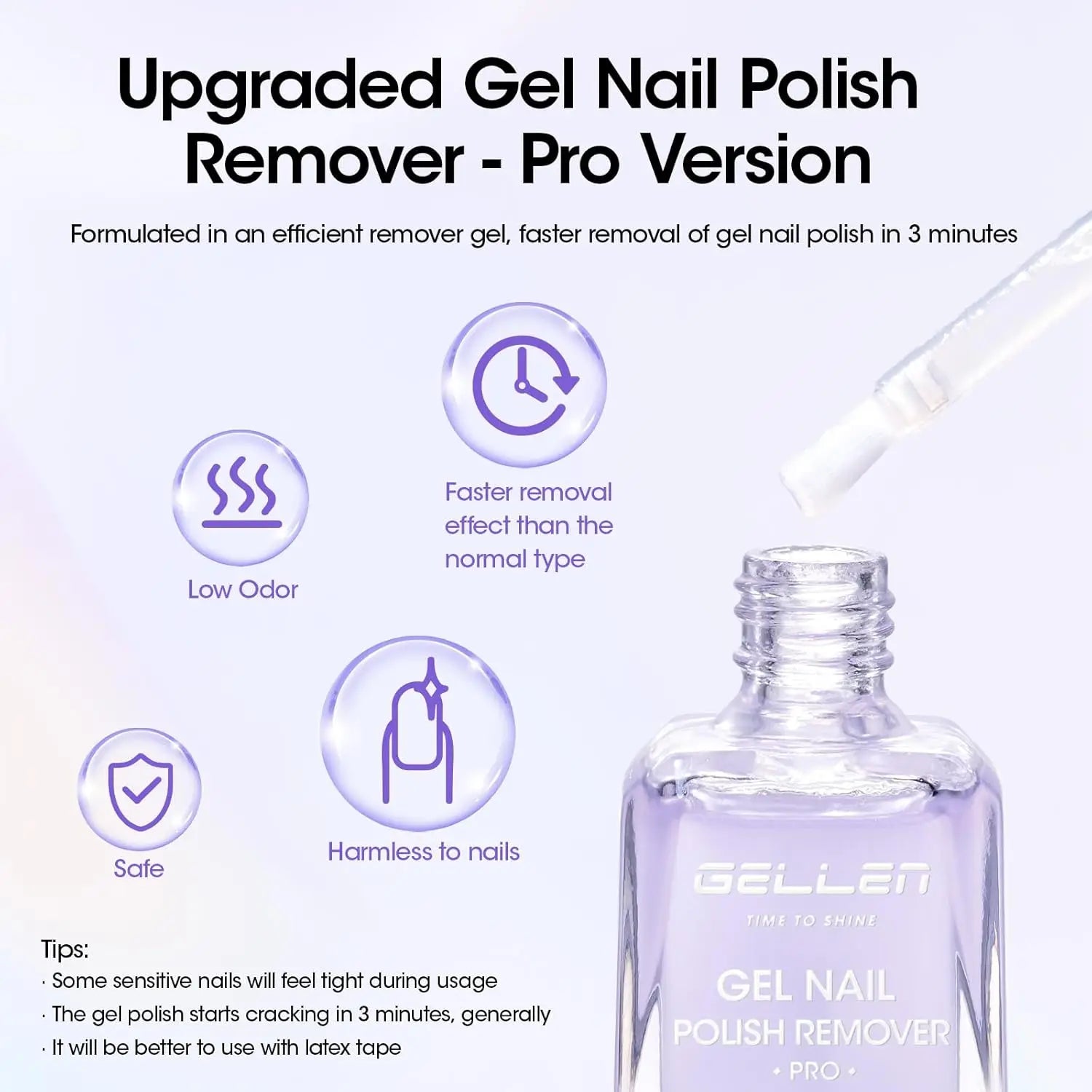 GELLEN Professional Nail Gel Remover Kit Fast Removal No Foil Cuticle Oil Liquid Latex UV Gel Polish Remover Manicure Tools