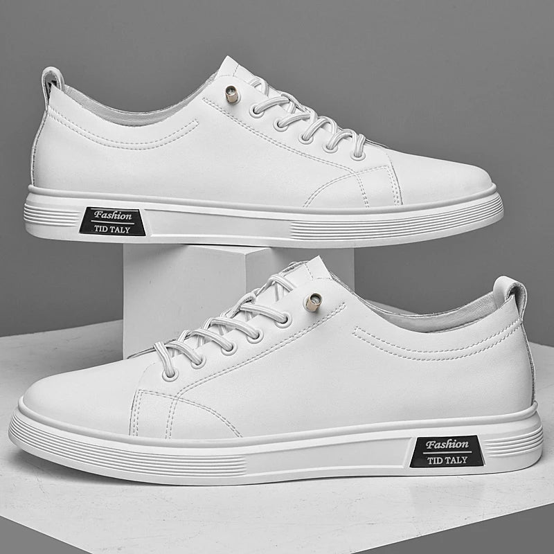 Men's Cowhide Leather Casual Sneakers - detail view